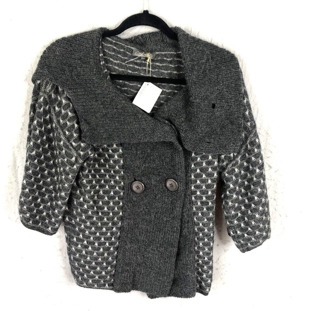 Classic Alpaca Sweater Womens Medium Gray SBaby Alpaca Big Collar Artsy NEW